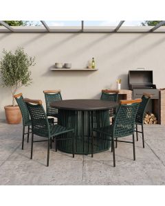 Jogo de Mesa Design Moderno com 6 Cadeiras em Corda Nautica Verde Musgo Anne