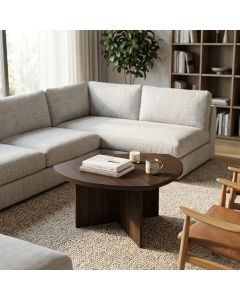 Mesa de Centro Elegante para Sala de Estar com Estilo Contemporaneo Marrom Delta
