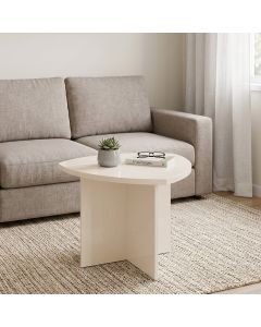 Mesa Lateral Design Moderno para Sala com Estrutura Resistente Off White Artely Delta