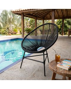 Poltrona Estilo Contemporaneo para Area Interna ou Externa Preta Acapulco